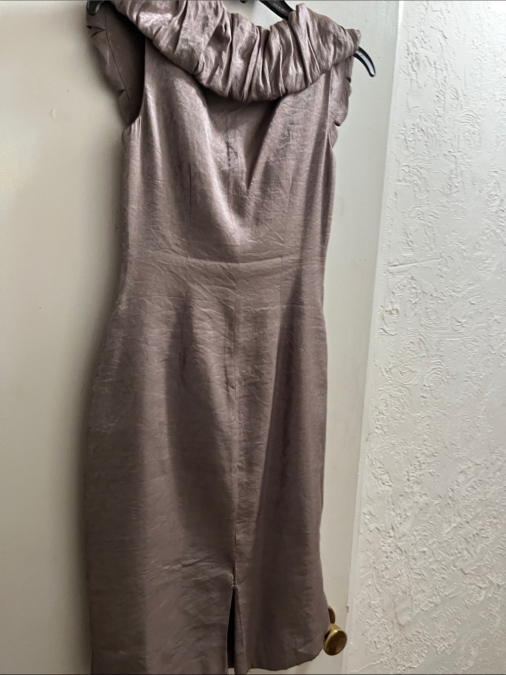 Metallic Taupe Ruffle-Front Midi Dress by Ruffian - Picture 2 of 2